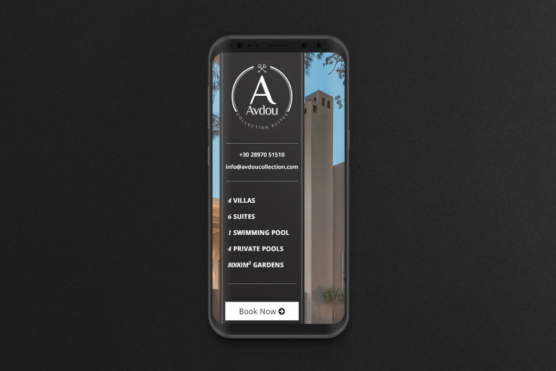 Avdou Collection Suites website mobile version
